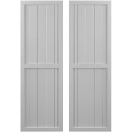 Americraft 5-Board Exterior Wood 2 Equal Panel Framed Board-n-Batten Shutters, ARW101BF518X76PRH